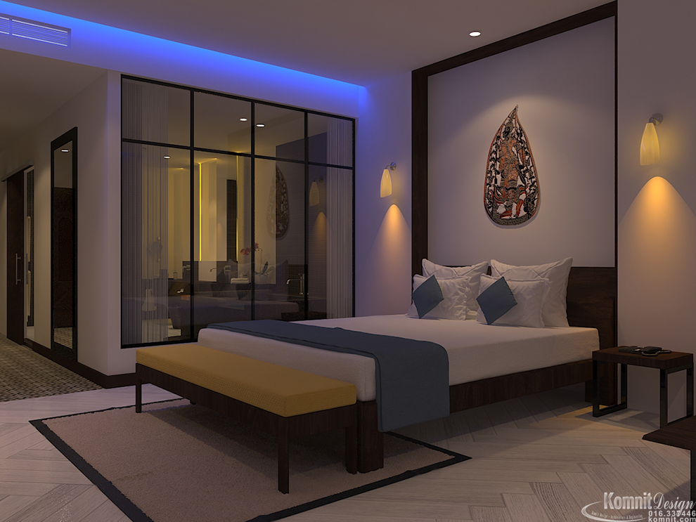 Khmer Interior Bedroom Primium Singal Bed Hotel-EP13 in Cambodia